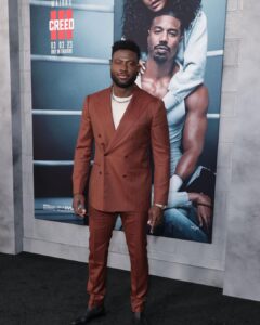 Sinqua Walls Instagram - {CREED⚡️⚡️⚡️} Pulled up this week and dusted off the suit. To support the Bros and the great work they did @creedmovie 🔥 📸 @gettyentertainment