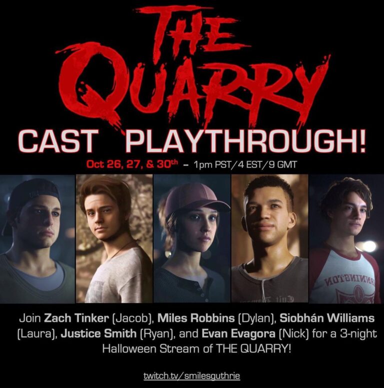 Siobhan Williams Instagram - Guess what? Your Quarry counsellors are giving you 3 nights of live-streaming next week. Happy Halloween ! Can’t wait to see you there ;) 🎃 Oct 26,27 & 30th - 1pm PST . . . #thequarry #livestream #twitch #supermassivegames #untildawn #laurakearney