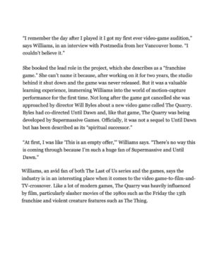 Siobhan Williams Instagram - just happy to be mentioned in the same article as @thelastofus 
.
.
thanks @calgaryherald