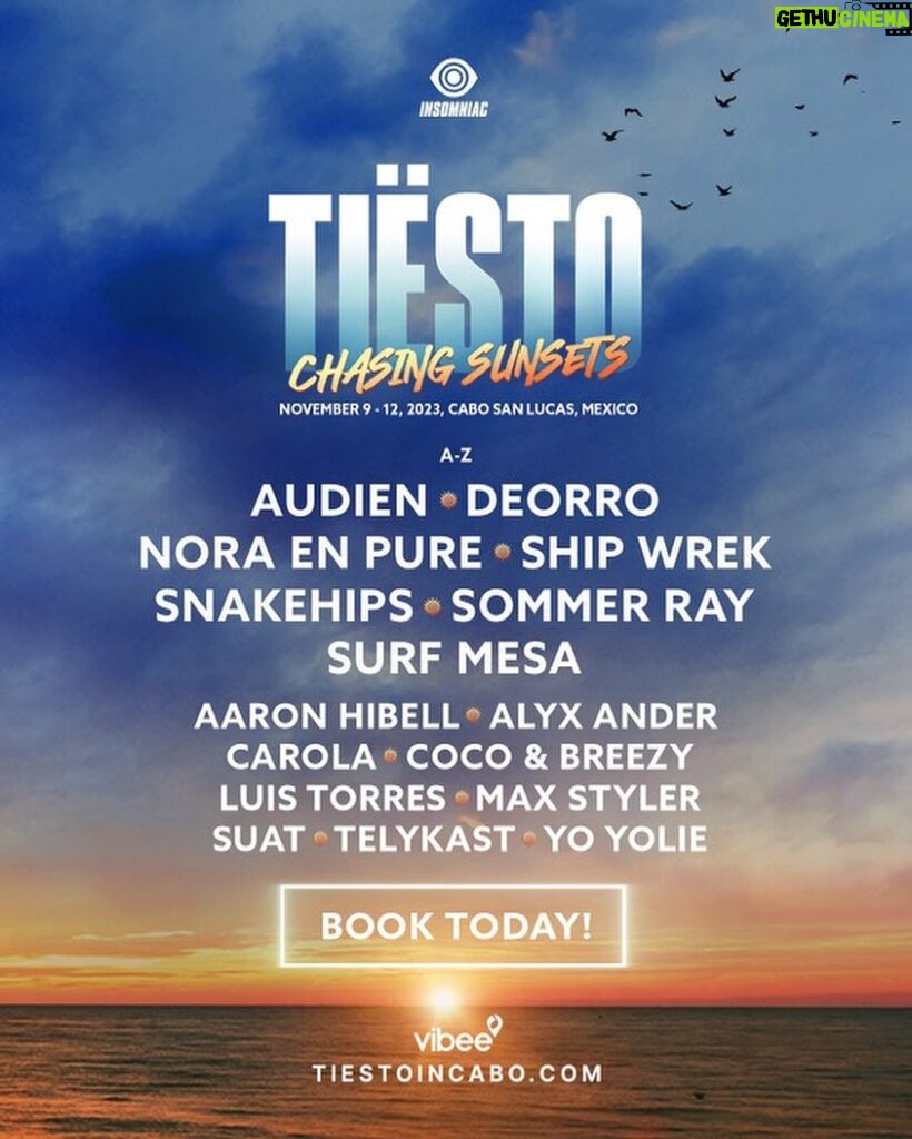 Sommer Ray Instagram - guyssss join me in Cabo San Lucas for Chasing Sunsets, a 3-night musical vacation, curated by Tiësto! it’s November 9-12! come seee me!! link in bioooooo to book your package 💛🌅☀️