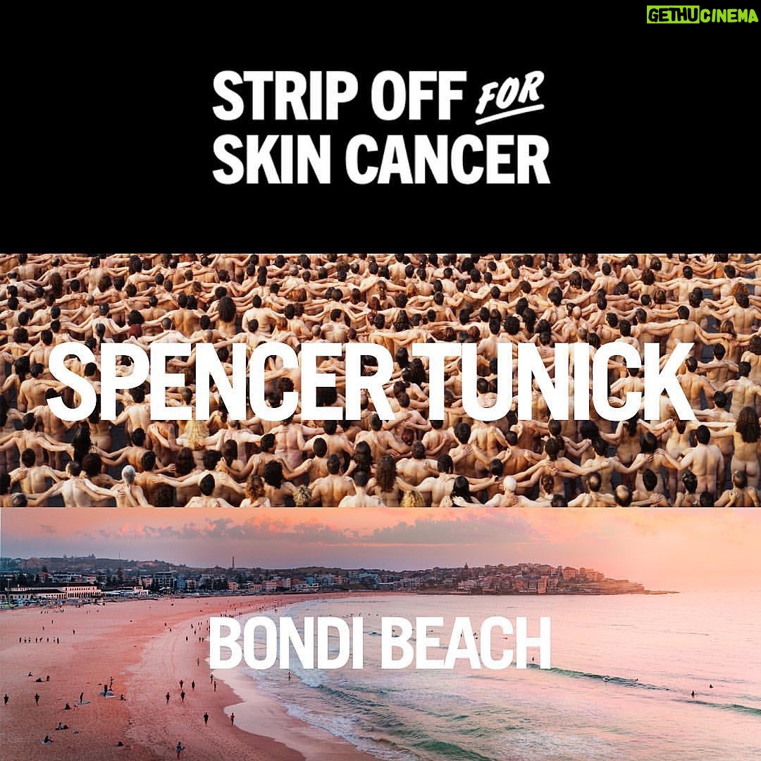 Spencer Tunick Instagram - On Saturday the 26th of November, 2022 at the pinnacle of #NationalSkinCancerActionWeek @SkinCheckChampions and artist @SpencerTunick invite you all to #StripOffForSkinCancer. We will gather in nothing but our skin, watching the first rays of light creep over the horizon of Bondi Beach, standing with respectful strength, honouring all those who’ve been killed or done battle with our ‘national cancer’, knowing that we will be the generation to stop it. Sharing a pledge to #GetASkinCheck at least once a year, to be more #SunSmart and to rally together to fund a targeted National Skin Check Program. Providing free, educational skin check services to communities most at risk. Let’s create a communal powerful cultural moment for everyone to focus on the heath of our skin, and what we can do to improve it. skincheckchampions.com #SkinCheckChampions #SOFSC #BondiBeach #Bondi #Australia #EarlyDetection #Awareness #Action #Charity #MakingADifference #CreatingChange #InspiringAction