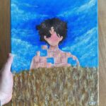 Spencer Tunick Instagram - An original painting by my kid 2 years ago. 14-year-old Freshman art class 💙 Trippy.