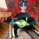 Spencer Tunick Instagram - Kid’s most recent self-portrait ❤️🍿A mini collab with Kristin, he drew, she painted.