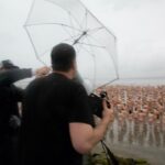 Spencer Tunick Instagram - Dublin in an unexpected storm in 2008. Finished this set up as quickly as possible. Thank you to the participants who braved this one out.
