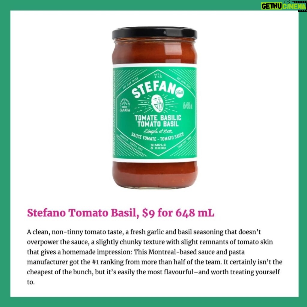 Stefano Faita Instagram - Our sauce. Voted Canada's BEST jarred pasta sauce by @chatelainemag 🤩 A sauce like our Nonnas used to make. With simple and good ingredients. Imported Italian tomatoes from the Striano region of Italy. No preservatives. No added water or sugar. AND... made in Canada. Shout out to all our loyal customers who bring our products to their table to feed friends and family. Who believe in supporting local and keeping food real. Thanks to all the retailers across the country who hold a place for us on their shelves. Thanks to the Stefano team. Nothing of this would be possible without you 💚 Link in profile for full article. . La sauce Stefano. Votée MEILLEURE sauce pour pâtes au Canada par @chatelainemag 🤩 Une sauce comme celle de nos grands-mères. Faite avec des ingrédients simples et bons. Faite avec des tomates italiennes importées de la région de Striano, en Italie. Sans agents de conservation. Sans eau ni sucre ajoutés. ET... fabriquée au Canada. Un énorme merci à tous nos clients pour votre soutien. Merci de nous faire une place à votre table. Merci de croire et d'encourager une marque locale. Merci à tous les détaillants d'un océan à l'autre de nous faire une place sur vos tablettes. Merci à l'équipe Stefano. Rien de tout cela ne serait possible sans vous 💚 #stefanofaita #bestpastasauce #pastasauce #madeincanada #buylocal #supportlocal