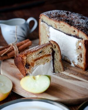 Stefano Faita Instagram - A seasonal favourite: ice cream filled panettone!

You’ll need:

1 (750g) Stefano panettone of your choice
125 ml (½ cup) Stefano hazelnut cocoa spread
500 ml (2 cups) vanilla ice cream, softened

The steps:

1. Unwrap the panettone and remove the paper mould. Cut an inch off the top of the panettone. Hollow out the bottom part using a knife, leaving 1 inch base and sides.

2. Fill the cavity with the ice cream, packing it down firmly.

3. Spread the hazelnut cacao spread on the flat surface of the cut top of the panettone. Place it back on the ice cream filled bottom.

4. Wrap the panettone in plastic wrap and freeze for a minimum of 2 hours, best overnight.

5. Remove from freezer, unwrap, slice, serve and enjoy!

-
Un classique hivernal: panettone farci de crème glacée!

Tu vas avoir besoin de:

1 (750g) panettone Stefano de votre choix
125 ml (½ tasse) tartinade noisettes cacao Stefano
500 ml (2 tasses) crème glacée à la vanille, ramollie

1. Sortir le panettone de son emballage et retirer le moule de papier. Couper environ 1 pouce du dessus du panettone. Vider la partie intérieure à l’aide d’un couteau, en laissant environ 1 pouce de base et sur les côtés.

2. Remplir la cavité avec la crème glacée, en la pressant fermement pour bien remplir le trou.

3. Tartiner la surface de la partie coupée du dessus du panettone avec la tartinade noisette cacao et replacer sur la partie remplie de crème glacée.

4. Envelopper le panettone dans une pellicule plastique et congeler pendant au moins 2 heures, de préférence toute la nuit.

5. Sortir du congélateur, retirer la pellicule plastique, trancher, servir et... déguster!