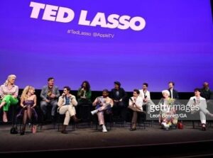 Stephen Manas Instagram - Fantastic moment 
For Your Consideration 

Considérez nous 🙏 (sounds terrible in french ..)

The missing ones were with us in spirits 🕉️☯️ 

Stylist @philippeuter 
@theonly.agency 
Mua @najamil_makeup 
Brand @johnvarvatos 
.
.
.
#tedlasso #tedlassoemmys #richmondtillwedie #tedlassocrew #stephenmanas #richardmontlaur