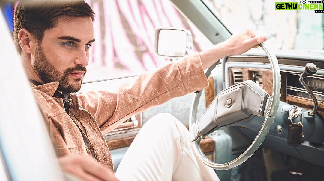 Stephen Manas Instagram - Wandering in LA's past 📷: @gregorykeithmetcalf Stylist : @afrancodesigner MUA / Location : @carlagentileday @harperonmelrose . . . #losangelesshotoing #shootingla #cadillacshooting #cadillacfashion @charlestyrwhitt Los Angeles, California
