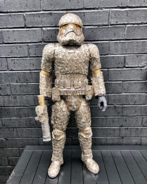 Steve Blackman Instagram - This is my incredibly talented friend Dan. This 3 foot storm trooper was built out of old watch parts. It’s a whole new level of art. He can do this for Air Jordans, purses or any other item. Reach out to him if you’re interested. His work is incredible and one of kind! @watchpartsmotorcycles