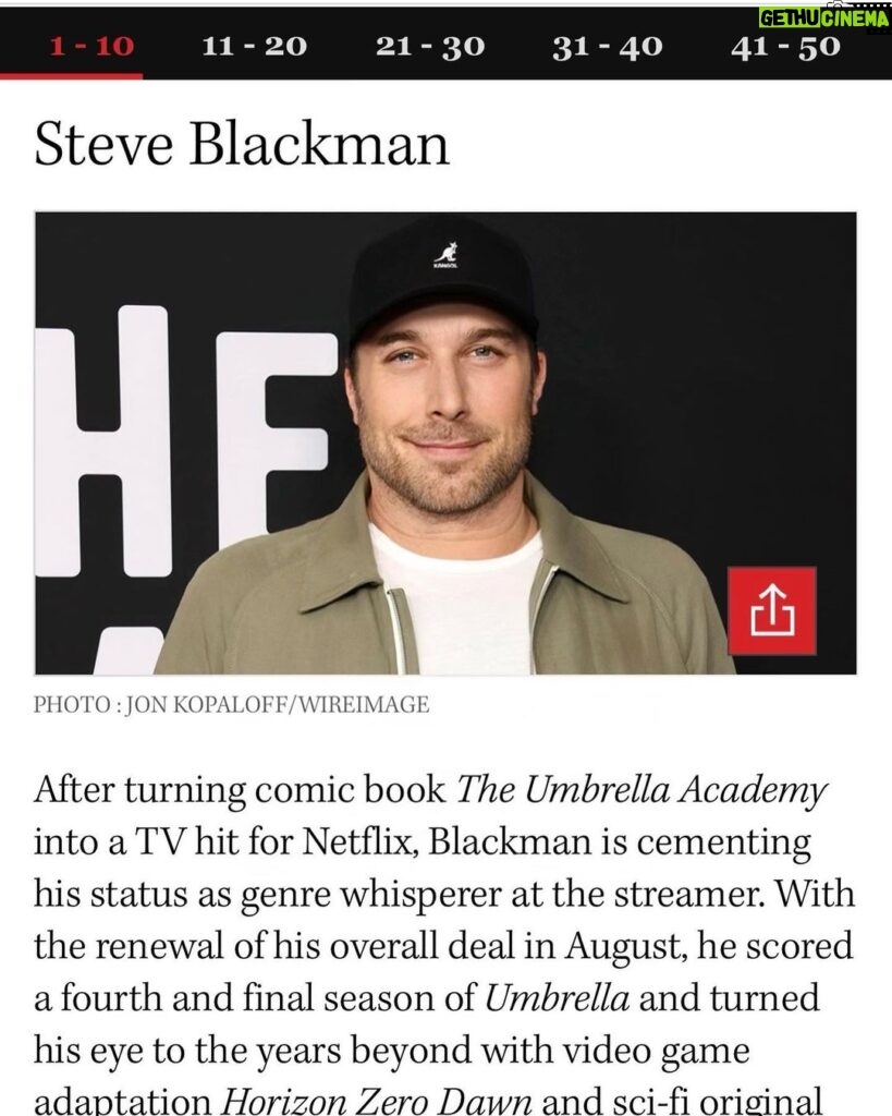 Steve Blackman Instagram - Humbled to be included amongst these super talented people. Thanks @hollywoodreporter @netflix @netflixgeeked @irishcowboy_tv