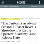 Steve Blackman Instagram – Thanks @variety! @umbrellaacad @netflixgeeked