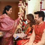 Sugandha Mishra Instagram – ❤️Celebrating the upcoming arrival of our little one..Our Baby Shower in a Maharashtrian Traditional Way (dohale jevan) followed by all the customs .. 
Oti Bharan ,Pooja 🙏🏻and fun rituals like 🍪Barfi Peda Rasam, Name Suggestions by all the Guests, Bow & Arrow (Teer Kaman),🏹
Cake Cutting🎂,Fun games like Diaper Changing 🍼etc. #SWIPELEFT
P.S : ❤️we loved performing on a Special Song🎤 Specially Made by us for our lil one which was 
written & Composed by Sugandha and Sung by both of us ( we will soon share it) 
.
Feeling overwhelmed and blessed to be loved by so many amazing people 🙏🏻😍
Thanks All for Showering Love & Blessings as Always 🙏🏻💐😇
.
.
#swipeleft #babyshower #dohalejevan #paithanisaree #floraljewellery #godhbharai #maharashtrianbabyshower #celebration #fun #sugandhamishra #drsanketbhosale #momtobe #blessed #paithani #paithanisaree Iskon Temple, Juhu