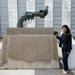 Sweta Singh Instagram - At the UN HQ in New York on 21st June. The first picture is of “Non Violence” also called the Knotted Gun. Sculptures by various countries are there at the headquarters. UN Headquarters
