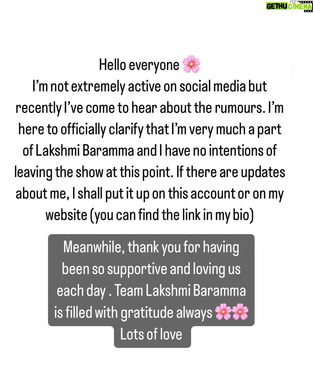 Tanvi Rao Instagram - Putting it here for a while because I hear the rumours are still afloat. Apologies to those who have enquired on my account and haven’t received a response. I’m a very inactive social media citizen. Also lots of love back to everyone who sincerely poured love to me through this show. I am touched by the amount and nature of responses I’ve received. 🌷 ಕೀರ್ತಿ ಕಡೆಯಿಂದ ನಿಮ್ಮೆಲ್ಲರಿಗೂ ಪ್ರೀತಿ ❤️ #lakshmibaramma #keerthi #colourskannada #tanvirao