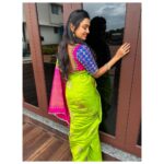 Tanvi Rao Instagram - My dreams are as colourful as my saree 🎨 This lovely saree is by @sheekline 🦜 @brinda_nema @ashwini.rrrr Picture credits to the ever patient photographer- @rajaniabhirath1 😘 #newyear #2024 #happynewyear #saree #wishes #love #work #designer #actor #acting #dance #passion #tanvirao Bangalore, India