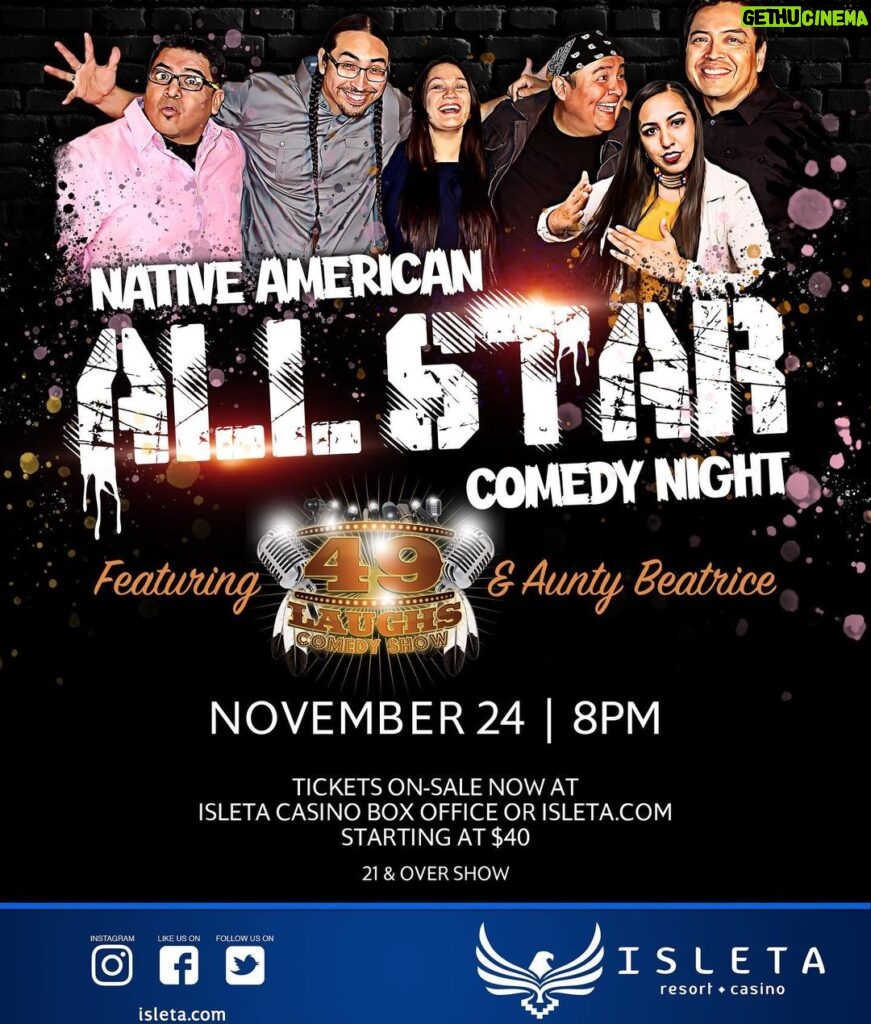 Tatanka Means Instagram - This FRIDAY in Albuquerque at @isletaresortandcasino 8pm Native All-Star Comedy Night! Ticket link in my bio.