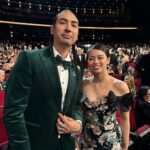 Tatanka Means Instagram - Incredible night. I was blessed to accompany my amazing sis-star @ambermidthunder to the EMMYs! Her film #Prey was nominated for best director Dan Trachtenberg ✨ Styled by @leonamizrahi Suit by @jackvictorofficial Earrings & broach @gismondi1754 Shoes @brunomagliofficial Thank you @appletv @applefilms representing #killersoftheflowermoon #EMMYs Peacock Theater