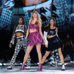 Taylor Swift Instagram - Really blows my mind that we have one last city on the US leg of The Eras Tour. Santa Clara this weekend was a partyyy, both crowds were so loud and rowdy. And I’ll never forget when @alanahaim @estehaim and @daniellehaim emerged wearing their gowns from the Bejeweled video 😂 Loved every second of those shows and can’t wait for LA. Playing six shows at Sofi Stadium lets goooooo. 💕 📷: @jeffkravitz @gettyimages