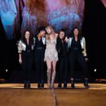 Taylor Swift Instagram - Really blows my mind that we have one last city on the US leg of The Eras Tour. Santa Clara this weekend was a partyyy, both crowds were so loud and rowdy. And I’ll never forget when @alanahaim @estehaim and @daniellehaim emerged wearing their gowns from the Bejeweled video 😂 Loved every second of those shows and can’t wait for LA. Playing six shows at Sofi Stadium lets goooooo. 💕 📷: @jeffkravitz @gettyimages