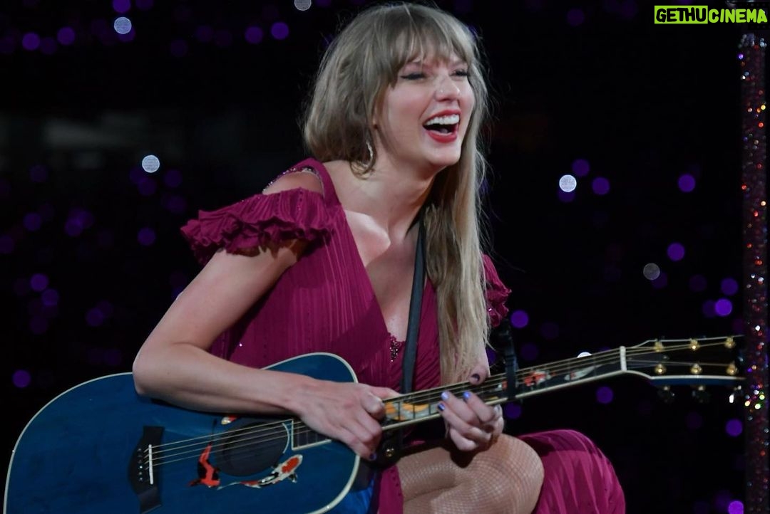 Taylor Swift Instagram - It was a Speak Now (my version) album release party at Arrowhead Stadium in Kansas City this weekend, full of surprises ๐ I got to premiere the video for โI Can See Youโ on the big screen and hearing the crowdโs reaction to it is something Iโll never forget. THEN @joeyking @taylorlautner and @helloimpresleycash walked on stage (and there were even a few flips??) to say hi to everyone. I got to play Long Live with my incredible band (who are the ones playing on all my re-records too) and it was just so unfathomably special to me. Singing those words in a stadium full of people who helped me get my music back. Love you all ๐๐๐ See you very soon, Denver! ๐ท: @johnshearer @nandoleon_foto @gettyimages