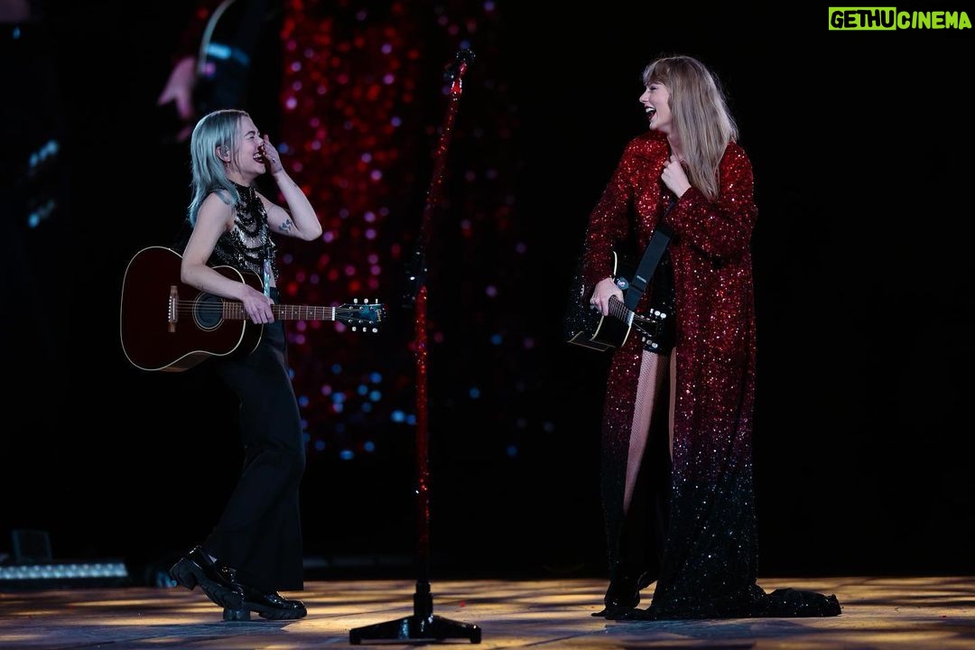 Taylor Swift Instagram - Yeahhhh so the last three nights were a dreamscape and totally overwhelming. I love every single one of you who came to those 3 shows in Jersey, all 217,625 of you.๐ย @phoebebridgers, Iโll miss you out here my dude, thanks for the duets and the dressing room heart to hearts ๐. I was so excited to welcome @owennmusic to the Eras Tour! And @icespice i love youuuu and Iโm still buzzing from getting to sing with you all three nights! This tour has become my entire personality. See you soon Chicago! ๐ท: @mattswen