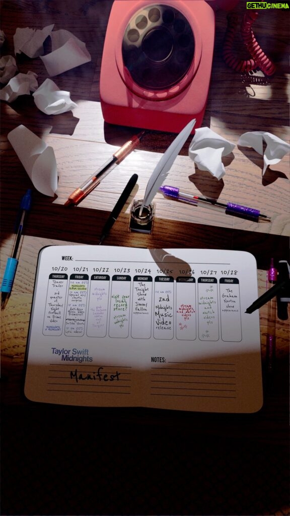 Taylor Swift Instagram - Mark your calendars! Meet the Midnights Manifest 📜