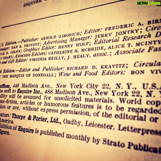 Ted Kravitz - 113 Likes - An early copy of Esquire magazine's UK edition: Published by my much loved, much missed grandpa.