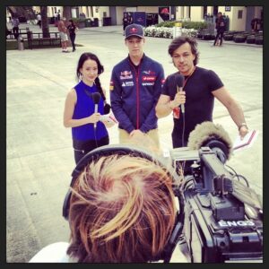 Ted Kravitz Instagram - Privet Daniil! Kvyat does Russian TV, Thursday, Bahrain