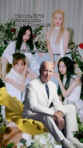 The Gregory Brothers Instagram - Sleepy Joe increases international trade by importing massive shipment of K-Pop #cupid #fiftyfifty #schmoyoho