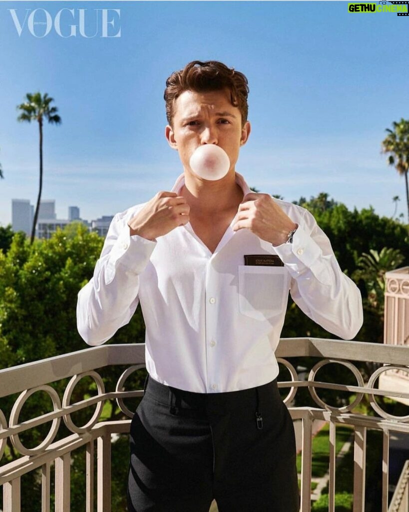 Tom Holland Instagram - Always a joy! Thank you @britishvogue and of course @gregwilliamsphotography for this bubbly one.