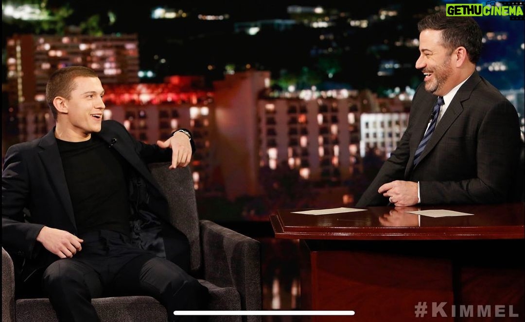 Tom Holland Instagram - It’s always good to be back. Thanks again @jimmykimmellive for having me. #spiesindisguise #christmasmovie