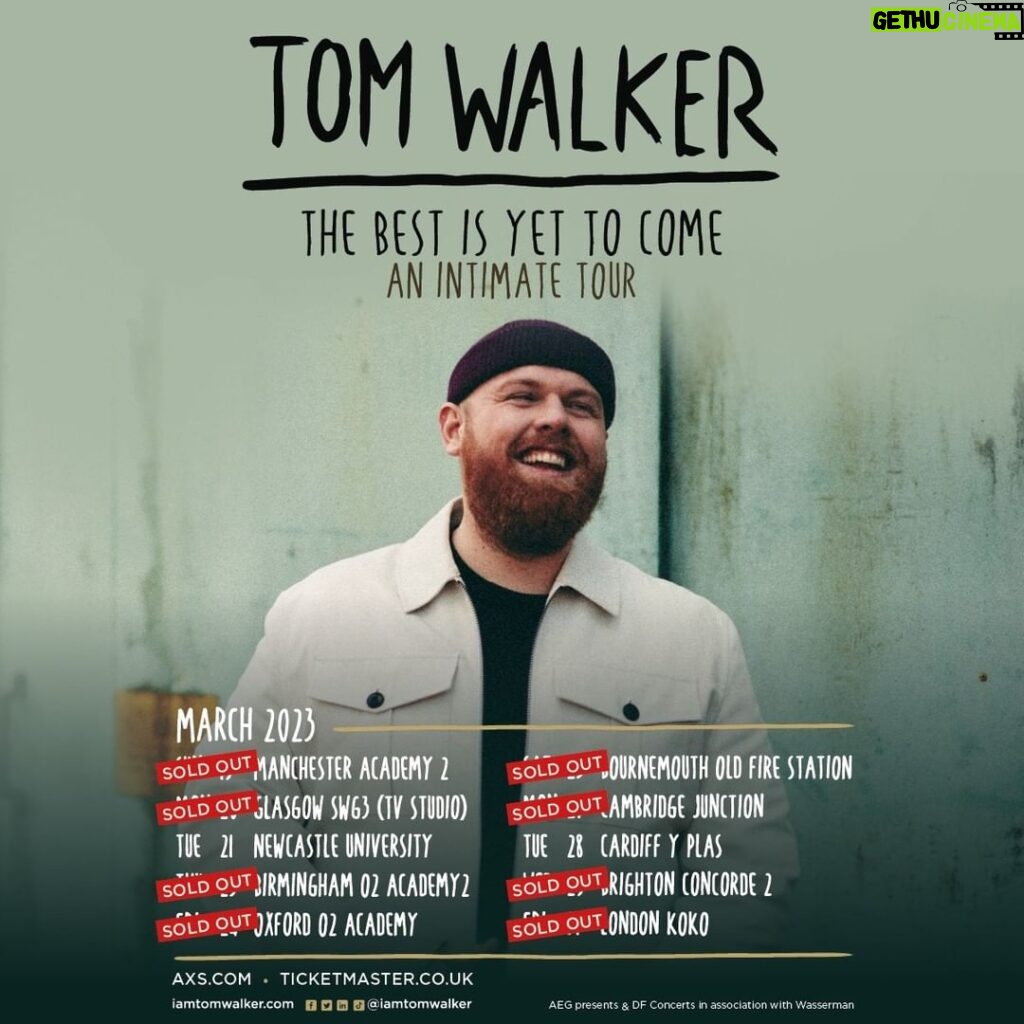 Tom Walker Instagram - Absolute madness!! Tour is almost all sold out, last tickets remaining for Cardiff and Newcastle...get in there QUICK Gonna celebrate with a pint tonight🍻