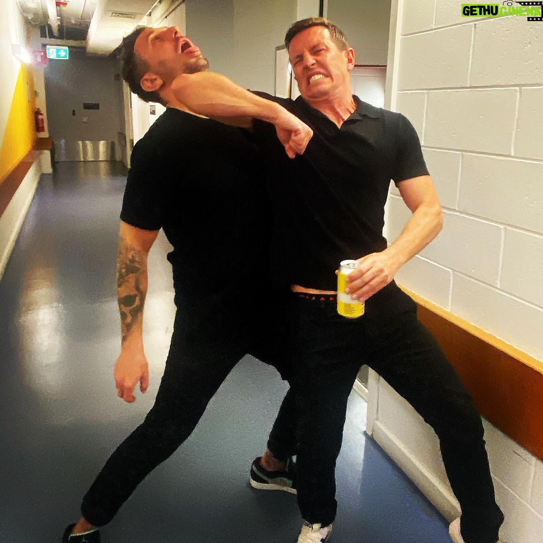 Tommy Little Instagram - I rocked up to the theatre accidentally wearing the same clothes as Rove. He was pretty chill about it….