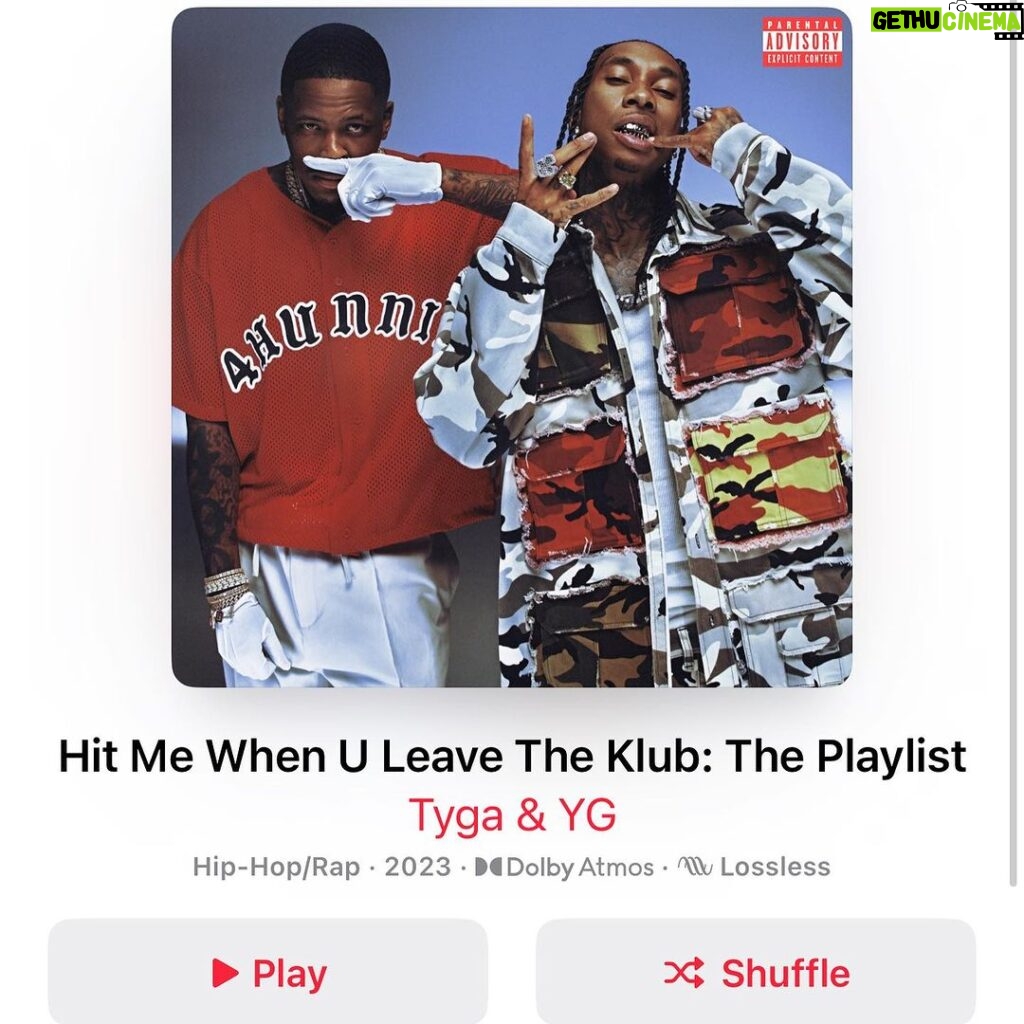 Tyga Instagram - Hit Me When U Leave The Klub:The Playlist Out Now Everywhere…Alternate Cover 🔥🔥😮‍💨😮‍💨