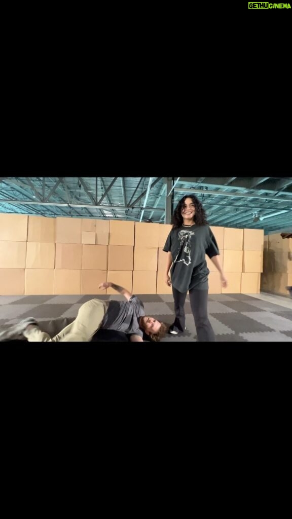Vanessa Hudgens Instagram - BAHAHAHAHA I had to 😂😂😂 in honor of summer slam here’s a video of me feelin myself at a lil stunt sesh - in an undertaker shirt of course 😉
