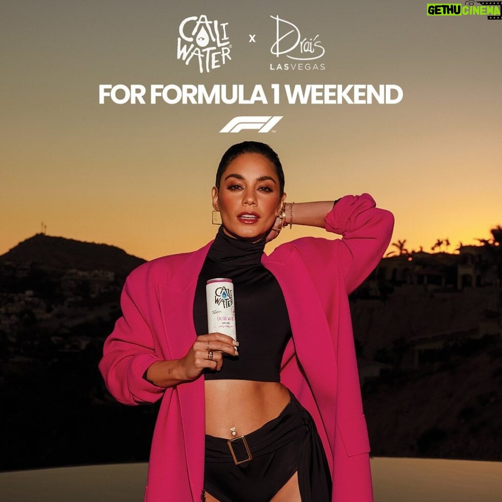 Vanessa Hudgens Instagram - We are so excited to bring a taste of Caliwater to the Las Vegas Strip for @f1. Join us at @draislv and enjoy the signature Cali Ranch Water cocktail 🌴💧