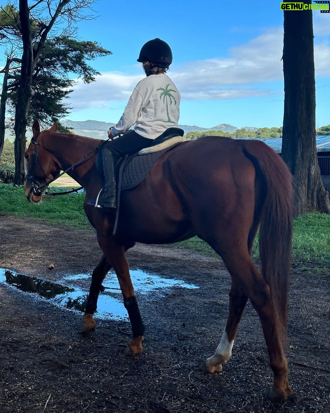Vera Kolodzig Instagram - Sobre a quebra de padrões: Cresci a ouvir a minha mãe dizer que o super homem ficou paraplégico porque caiu de um cavalo. Um pouco trágico eu sei, mas era a forma da minha mãe me proteger de uma actividade que considerava perigosa, com a melhor das intenções. Claro que desenvolvi um medo de cavalos até hoje, que já reconheci na minha irmã também, que cresceu sob as mesmas palavras. Quando me convidaram para fazer a novela Espírito Indomável em 2010 tremi ao pensar que teria de montar. Não queria recusar aquela personagem tão rica e descansaram-me dizendo que iria ter aulas. Tive 5 ao todo antes de começar a gravar, o que obviamente não foi suficiente para ganhar confiança e autonomia em cima do cavalo. Começámos a gravar no sul do Brasil e quando lá cheguei tudo me pareceu mais fácil: os cavalos eram bem mais baixinhos e “conduzi-los” era como usar um joystick. Aparentemente não são treinados da mesma forma. No Brasil com as rédeas numa só mão, conseguia galopar por entre os bois e as vacas segura e confiante. E usei gatilhos mentais na construção de personagem que abafavam o meu medo quando fazia de “Zé”. Voltei e foi-me designado o cavalo mais manso que havia. Ao longo de 7 meses consegui montá-lo com confiança. Quando a meio da novela me trocaram o cavalo apanhei um susto e passei a fazer as cenas com o cavalo à mão. O Mateus agora quer fazer equitação. Tremi um pouco com a ideia, mas encho-me de orgulho quando o vejo feliz e confiante. Ainda tenho a voz da minha mãe a ressoar na minha cabeça, mas tenho a consciência de não lhe incutir esse medo para que ele possa finalmente quebrar este padrão familiar. A segunda foto foi em contexto de gravações. Já consigo andar a passo e desfrutar dos passeios. Há medos que não se explicam mas há outros que se explicam muito bem. Ainda não venci o meu por completo mas no que depender de mim, o Mateus não desenvolverá o mesmo. Tens consciência de que medos te foram incutidos? . . . @woodstables #quebradepadrao #equitacao #montar #cavalos #medos #kologica #parentalidade #parentalidadeconsciente
