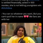 Vichithra Instagram – Have some brain, this is a game show. 🤦🏻‍♂️🙏🏼
.
Idhe mari dhn pradeep ah pesi veliya anupuninga. 👏🏼👏🏼
.
.
.
#bigboss #bigbossfinals #bigboss7 #vichitra #vijaytelevision #kamalhaasan #rendulaonnupaakkalaam #respect #strongwomen #standwithvichitra #supportvichu