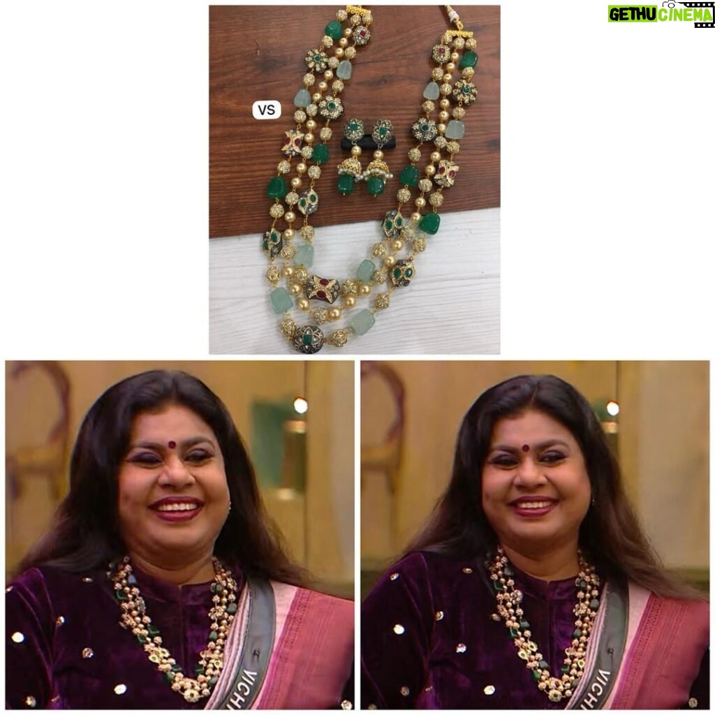 Vichithra Instagram - Pretty as ever , @vichu_90 our vichitra mam wearing our multicoloured layered set, #multilayernecklace #layerednecklaces #beadsjewelry #beadedjewelry#kundannecklace