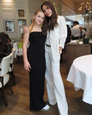 Victoria Beckham Instagram - Special day with #HarperSeven and the #Vogue100 ladies @TheWebster!! Thank you @VogueMagazine, my friends and @lhd!! Kisses from Miami 🇺🇸 xx

I’m wearing my #VBSS24 white suit, coming soon to  VictoriaBeckham.com and 36 Dover Street!!