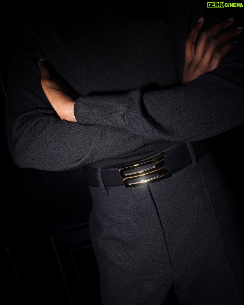 Victoria Beckham Instagram - Bold, sculptural accessories add a decorative twist to seasonal dressing. Shop the Perfume Cuff and Frame Buckle Belt at VictoriaBeckham.com and at 36 Dover Street. #VBHoliday