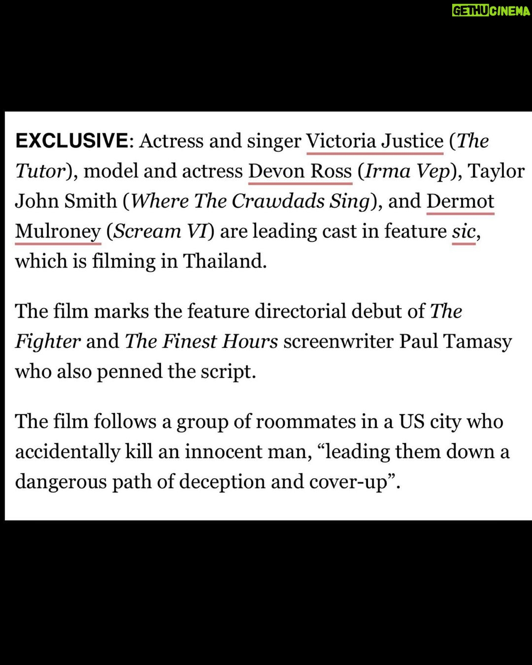 Victoria Justice Instagram - I’m making a movie in Thailand!! I’m SO excited to be a part of this project & can’t wait to share more 🙏🏼🩸🤫 #SIC