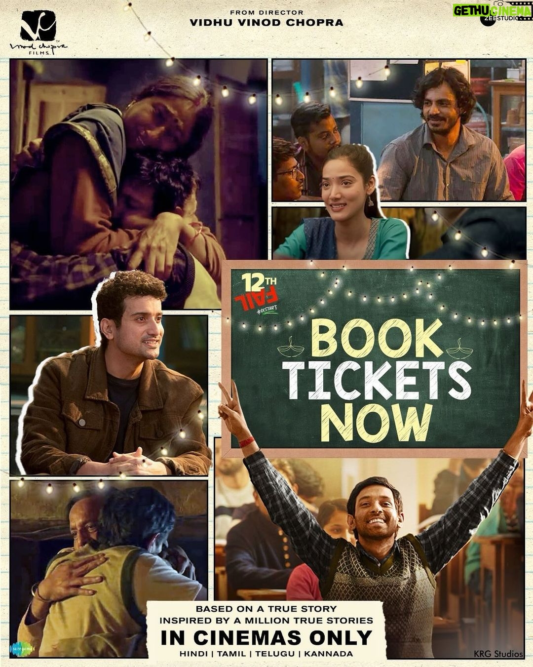 Vikrant Massey Instagram - Gather your loved ones to witness the magic of 12th Fail. An experience that resonates with all. π₯π¨βπ©βπ§βπ¦ #12thFailInCinemas Book your tickets today! π (Link in bio) #ZeroSeKarRestart Watch #12thFail IN CINEMAS ONLY, a film inspired by a million true stories. ππ₯ @vidhuvinodchoprafilms @zeestudiosofficial @medhashankr @anantvjoshi @anshumaan_pushkar #VikasDivyakirti @arsgeeta @itsharishkhanna @priyanshuchatterjee @moitrashantanu @swanandkirkire @saregama_official @krgstudios