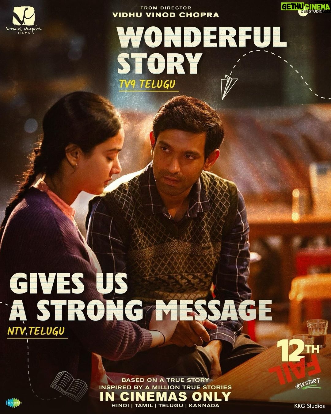 Vikrant Massey Instagram - Witness a journey of inspiration that's striking a chord with audiences everywhere β€οΈ #12thFailInCinemas Book your tickets today! π (Link in bio) #ZeroSeKarRestart Watch #12thFail IN CINEMAS ONLY, a film inspired by a million true stories. ππ₯ @vidhuvinodchoprafilms @zeestudiosofficial @medhashankr @anantvjoshi @anshumaan_pushkar #VikasDivyakirti @arsgeeta @itsharishkhanna @priyanshuchatterjee @moitrashantanu @swanandkirkire @saregama_official @krgstudios