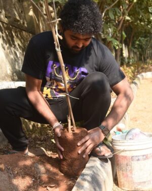 Vishwa Raghu Instagram - I've accepted #GreenindiaChallenge 
from @shekarmaster  Planted 3 saplings. Further I am nominating my guru #RajuSundaram my master @offl_Lawrence n my wife 
@pranaviacharya to plant 3 trees & continue the chain..special thanks to @MPsantoshtrs garu for taking this intiative..👏👏👏😍😍