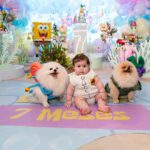 Vitória Moraes Instagram - Minhas vidas 💜 Como é gostoso fazer tudo isso por você nossa pequena! A gente se diverte muito e te ver sorrir é o meu combustível! Bob esponja, patrick, lula molusco, sirigueijo, garry, plâncton e nossa sandy! Foto: @fabiana_monteiro_fotografia Decoração: @by_dianamota Personalizados de luxo: @welovemimos_personalizados Bolo e doces: @rabellocaique Lembrancinhas: @ateliebyneidebarbosa Flores: @lojabeatrizflores Painel de Led: @agenciae Painéis decorativos: @knartespaineis_ Projeto 3D: @dyovana.artista3d Iluminação: @casaliluminadoeventos Balões: @mixbaloes Piscina de bolinhas: @moveisdonafernanda Esculturas grandes: @lacenografias Esculturas de biscuit: @libelula.artesanal
