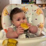 Vitória Moraes Instagram – Comecei minha introdução alimentar galela, já amei banana e laranja 💜