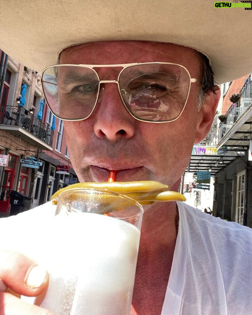 Walton Goggins Instagram - I had to share this smile… spent the afternoon at my favorite bar… drinking that Chart Room Bloody Mary (the only thing missing is @mulholland.spirits Vodka) and picking my way thru my favorite Juke box in this city… if there are codes to live buy in this world.. high on that list for me is to never meet a stranger… only meet a friend. My new friend and fellow juke box cowboy, Todd. God I love this town. @toddington