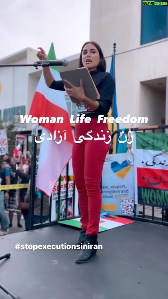 Yasmine Aker Instagram - December 17, 2022 Los Angeles, CA “There is a war happening right now. A war against women, against the LGBTQ+, against minorities, and against the environment. This war is being waged by patriarchy and outdated fundamentalists. Americans have been fed a false narrative about Iranians for decades. Iranian people are caring, educated, hospitable, freedom loving people. Iranians people know that their enemy is not America or any other country, their enemy is the Islamic Republic. We must rip out fundamentalism at its roots, anywhere that it sprouts. We must take an active role in our governments to ensure our representatives do not fall prey to extremism or be seduced by profits or oil money. We must take actions, real actions to help the people of Iran, especially those who are in imminent danger of execution. Because we all deserve the right to choose. The right to choose what to wear, who to love, where to worship, or even to not worship. Not only are we witnessing the very first female led revolution in the history of humankind, but we are witnessing the dawn of a new age and the beginning of the end of theocratic dictatorships around the globe. Iran is a cautionary tale of what happens when we are seduced by fundamentalists into allowing them to take over our governments. We must begin writing a different future for Iran and the world. A future where Iranians are free, Afghans are free, Ukrainians are free, and our brothers and sisters in China are free! We are all united in our fight for freedom. The Islamic Republic have brought about their own destruction from within their own nation, in the words of Christopher Hitchens, “the Mullahs have raised an entire generation who have no more use for Mullahs” The Islamic Republic have insisted upon living in the stone age, and by doing so they will be left in the ashes of the past. And we will rise up with the people of Iran as they march towards freedom and democracy! Zan Zendegi Azadi!” ✊🏽✊🏾✊🏼❤️🤍💚🌈🏳️‍🌈🇺🇦🇺🇸🇦🇫🇨🇳✨ #stopexecutionsiniran #womanlifefreedom #mahsaamini #zhinaamini #مهسا_امینی #losangeles #solidarity #freeiran #freechina #freeukraine #freeafghanistan #zanzendegiazadi Los Angeles, California