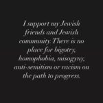 Yasmine Aker Instagram - There is no place for bigotry, homophobia, misogyny, anti-semitism or racism on the path to progress. I support my Jewish friends and Jewish community.